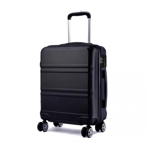 Kono ABS 24 Inch Sculpted Horizontal Design Suitcase - Black | Durable & Stylish Luggage for All Your Travels