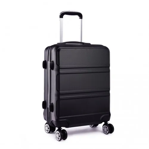 Kono ABS 24 Inch Sculpted Horizontal Design Suitcase - Black | Durable & Stylish Luggage for All Your Travels
