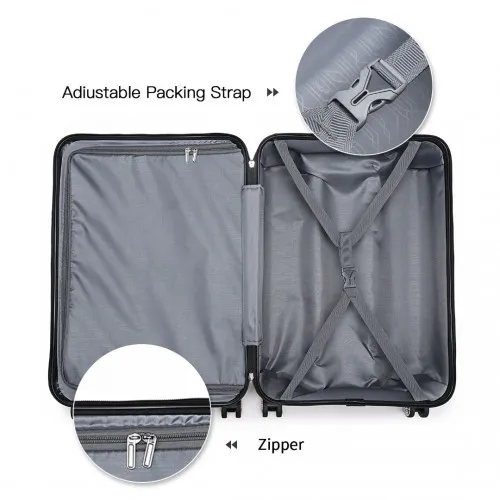 Kono ABS 24 Inch Sculpted Horizontal Design Suitcase - Black | Durable & Stylish Luggage for All Your Travels
