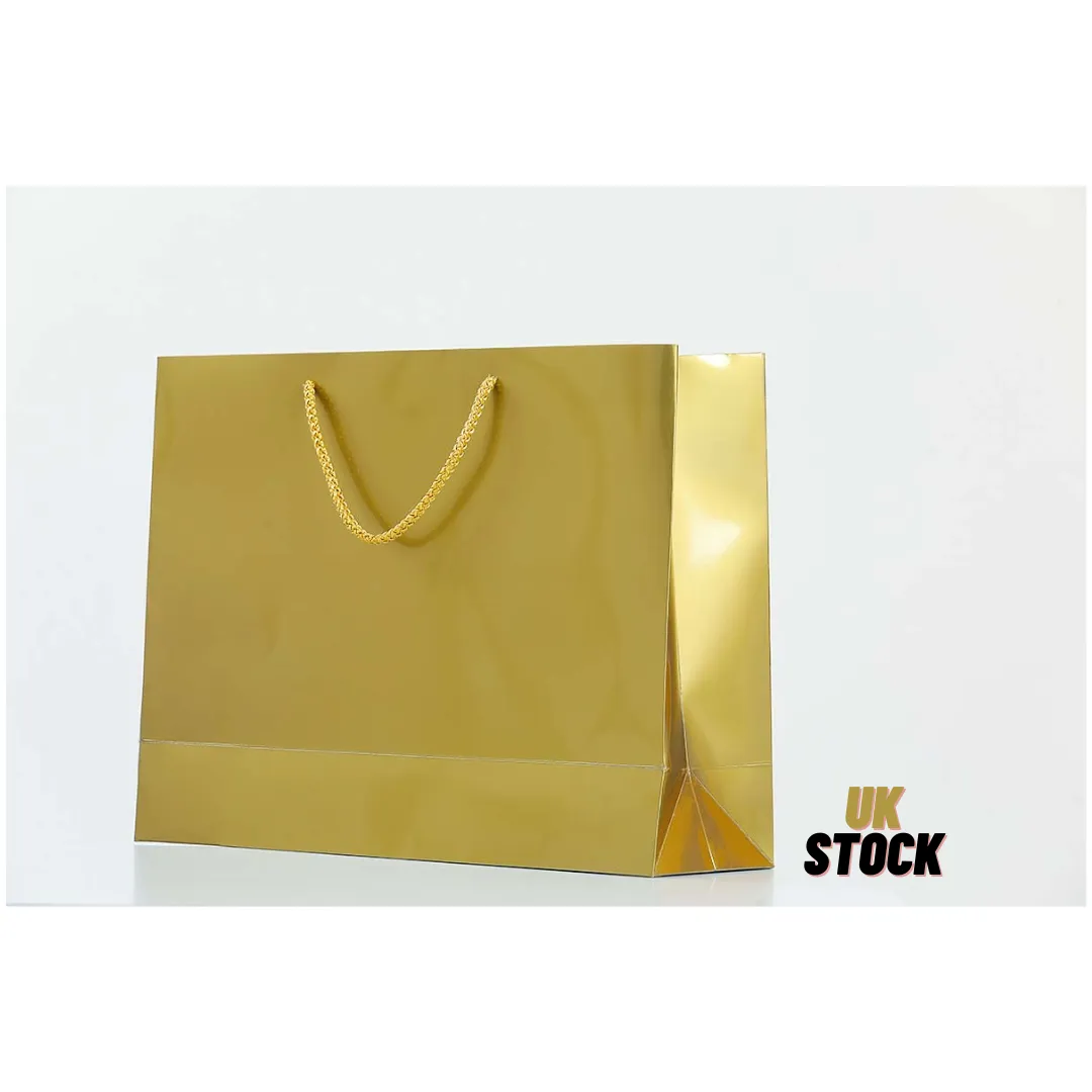 Large Gold Glossy Laminated Uk Carrier Bags