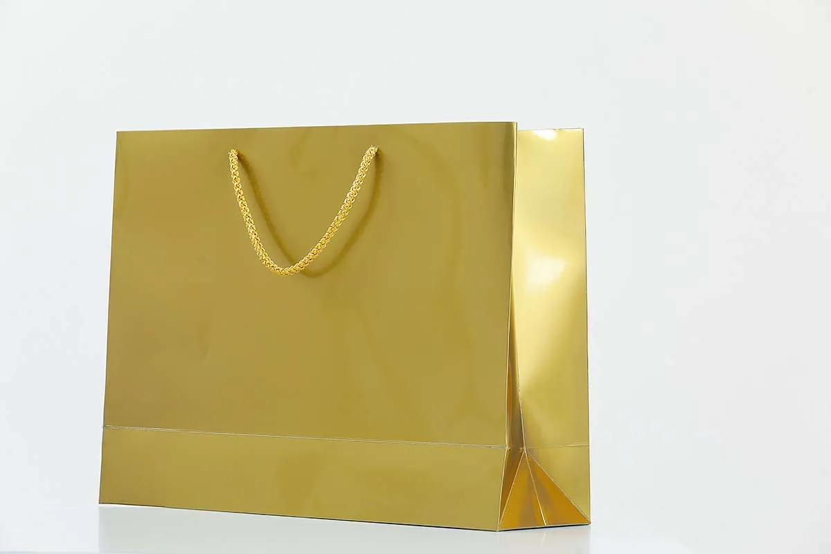 Large Gold Glossy Laminated Uk Carrier Bags
