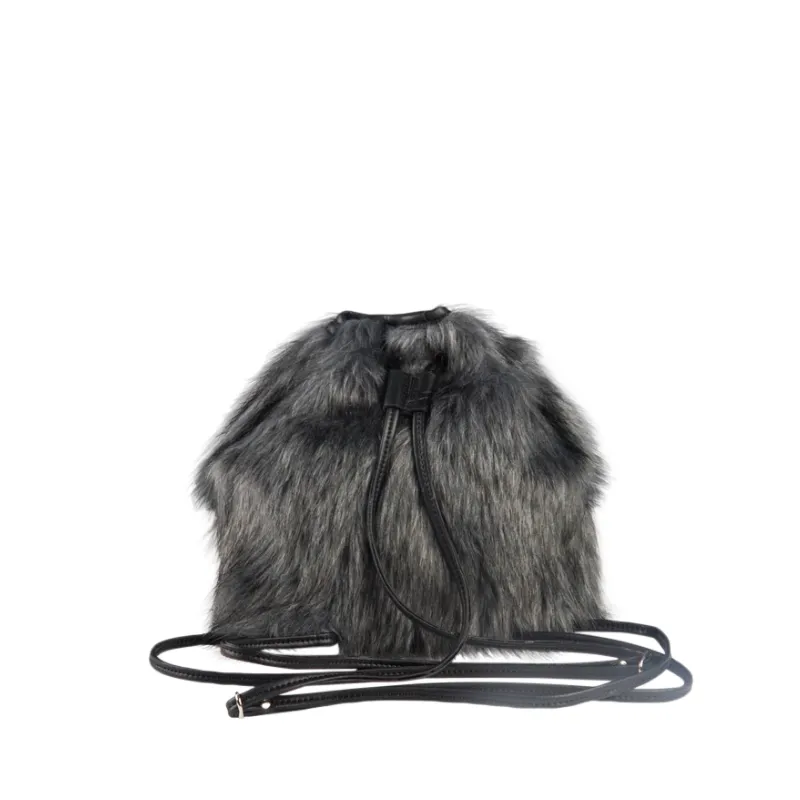 Leah Mini Faux Fur Backpack in grey