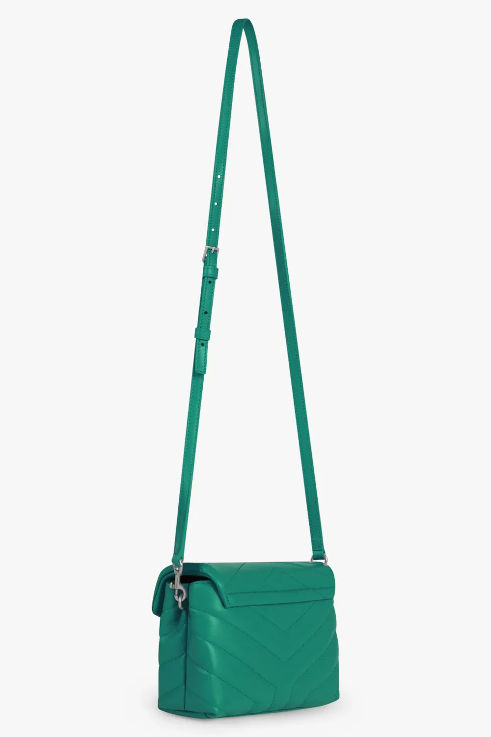 LOULOU TOY FLAP BAG ADJUSTABLE STRAP | GREEN FIELD/SILVER