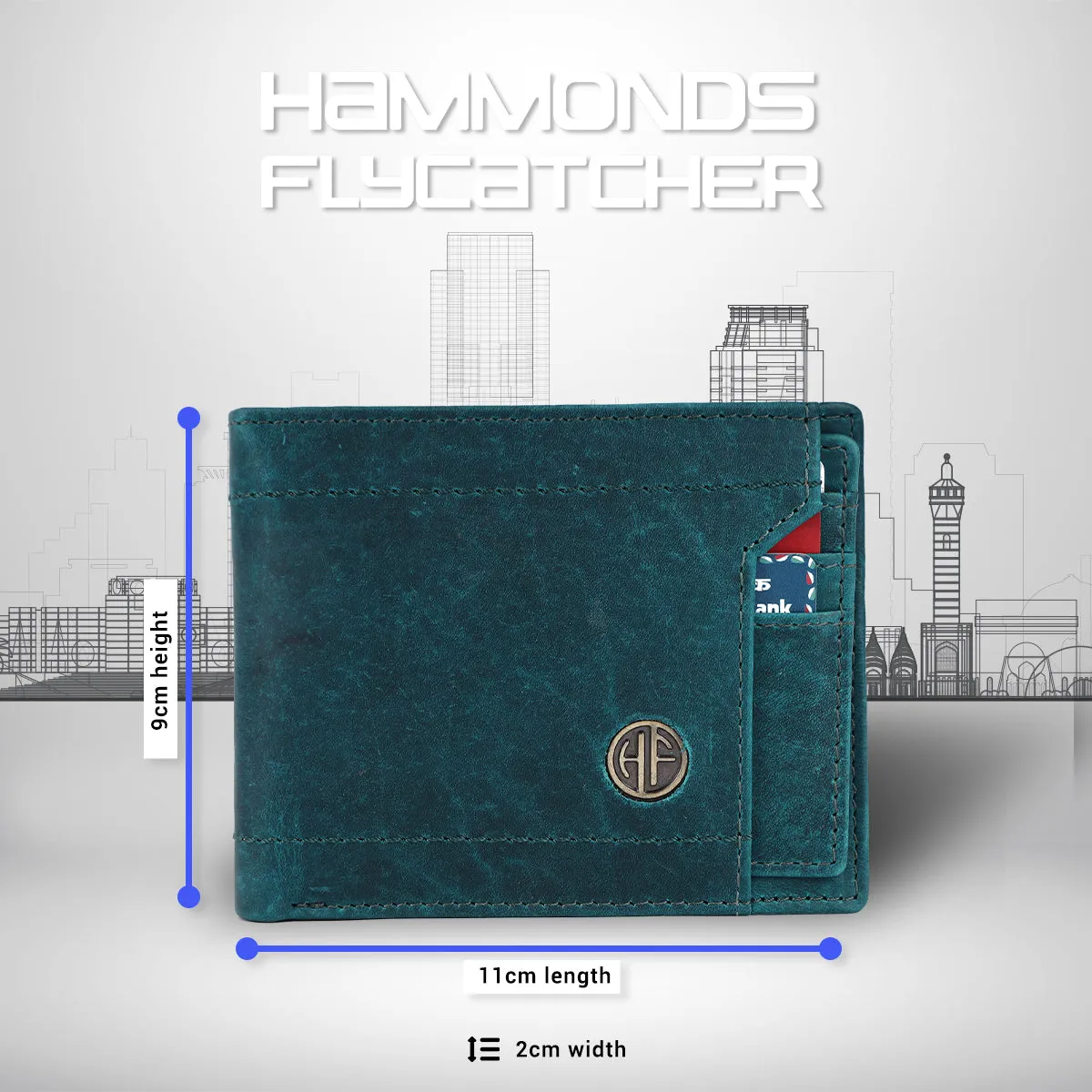 Men's Bifold Branded Wallet - Genuine Leather Money Purse with RFID Protected, 6 ATM Card Holders and More