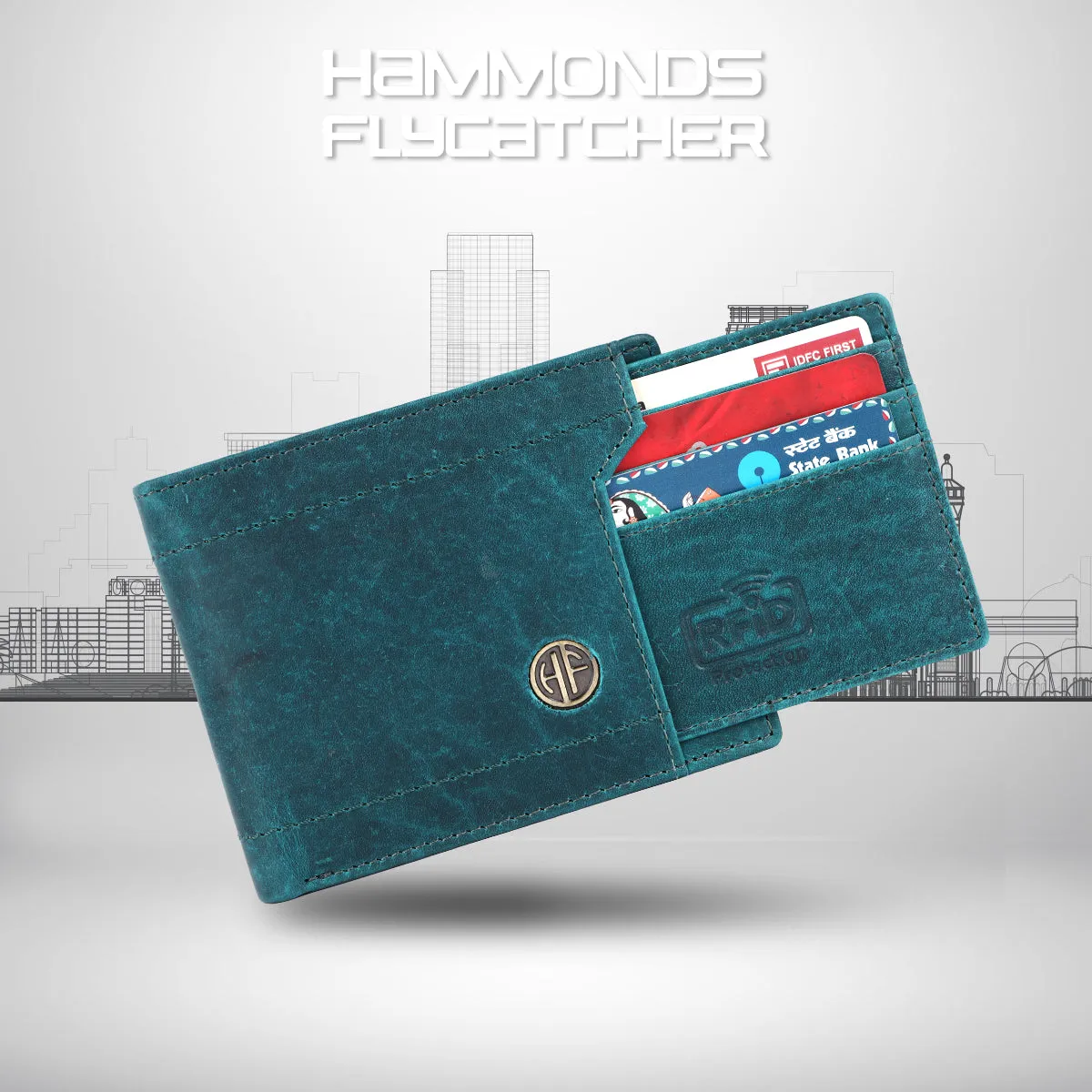 Men's Bifold Branded Wallet - Genuine Leather Money Purse with RFID Protected, 6 ATM Card Holders and More