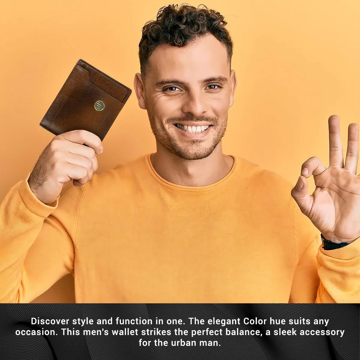 Men's Bifold Branded Wallet - Genuine Leather Money Purse with RFID Protected, 6 ATM Card Holders and More