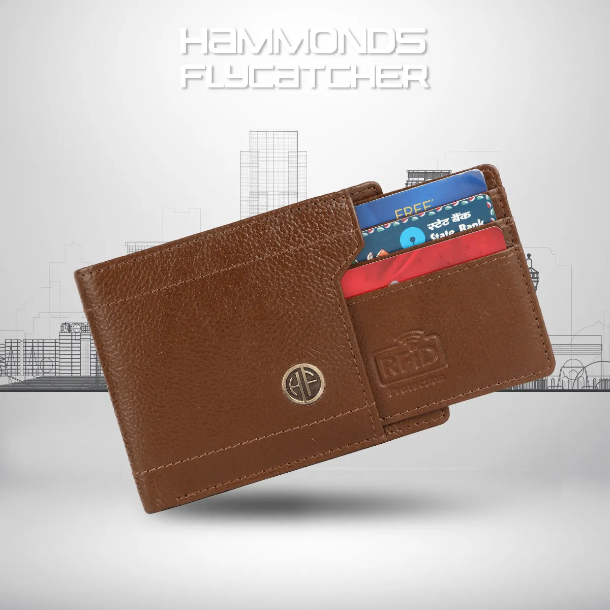 Men's Bifold Branded Wallet - Genuine Leather Money Purse with RFID Protected, 6 ATM Card Holders and More