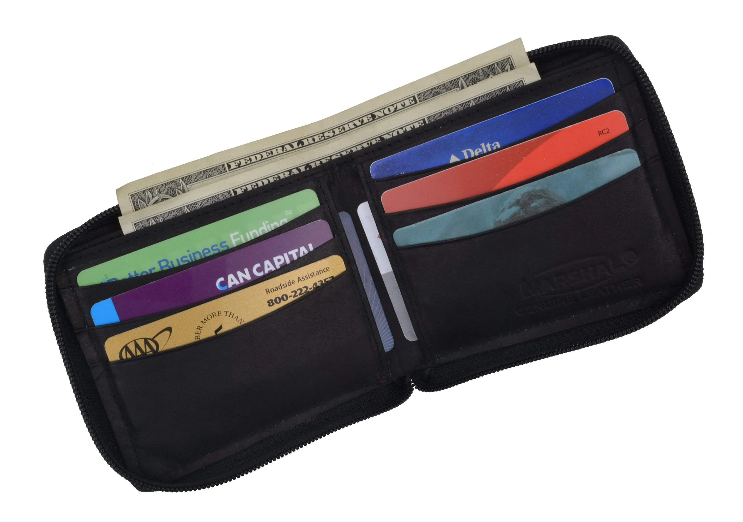 Mens Leather Wallet Pockets Money Purse Credit Card Clutch Bifold Zipper 1456 CF