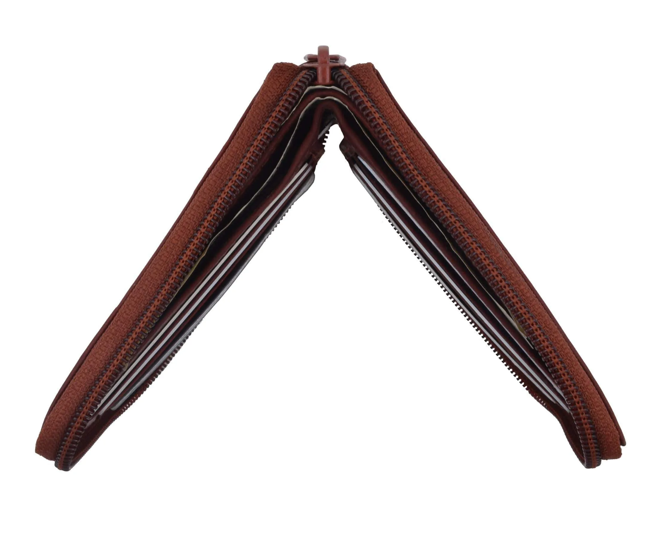 Mens Leather Wallet Pockets Money Purse Credit Card Clutch Bifold Zipper 1456 CF