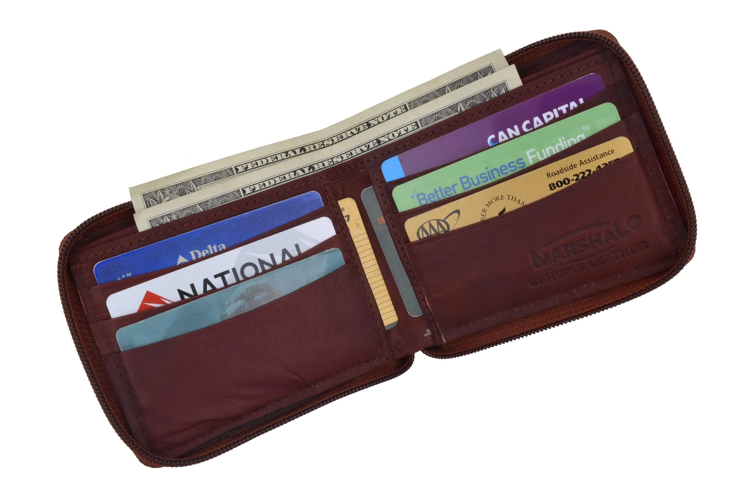 Mens Leather Wallet Pockets Money Purse Credit Card Clutch Bifold Zipper 1456 CF
