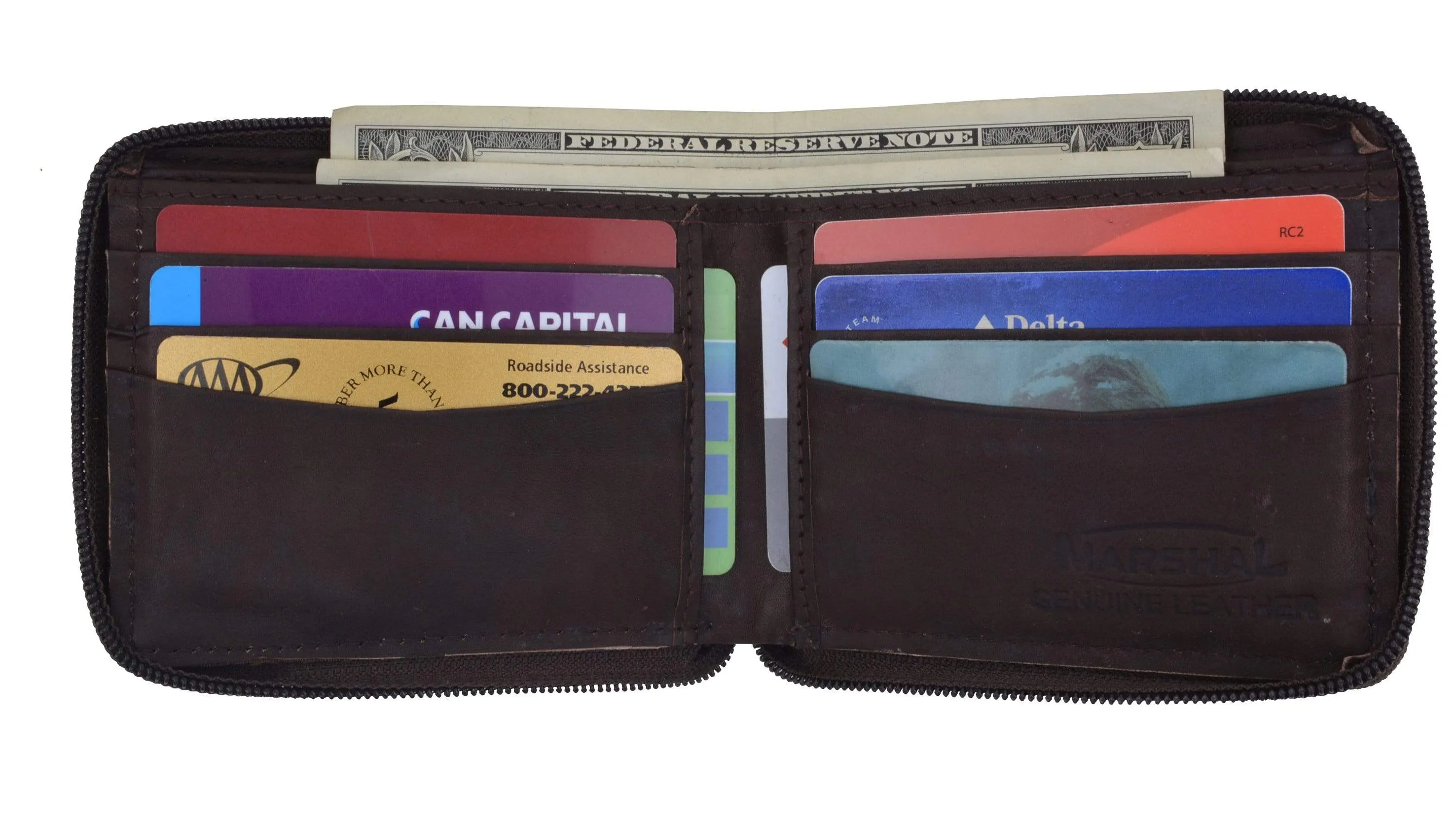 Mens Leather Wallet Pockets Money Purse Credit Card Clutch Bifold Zipper 1456 CF