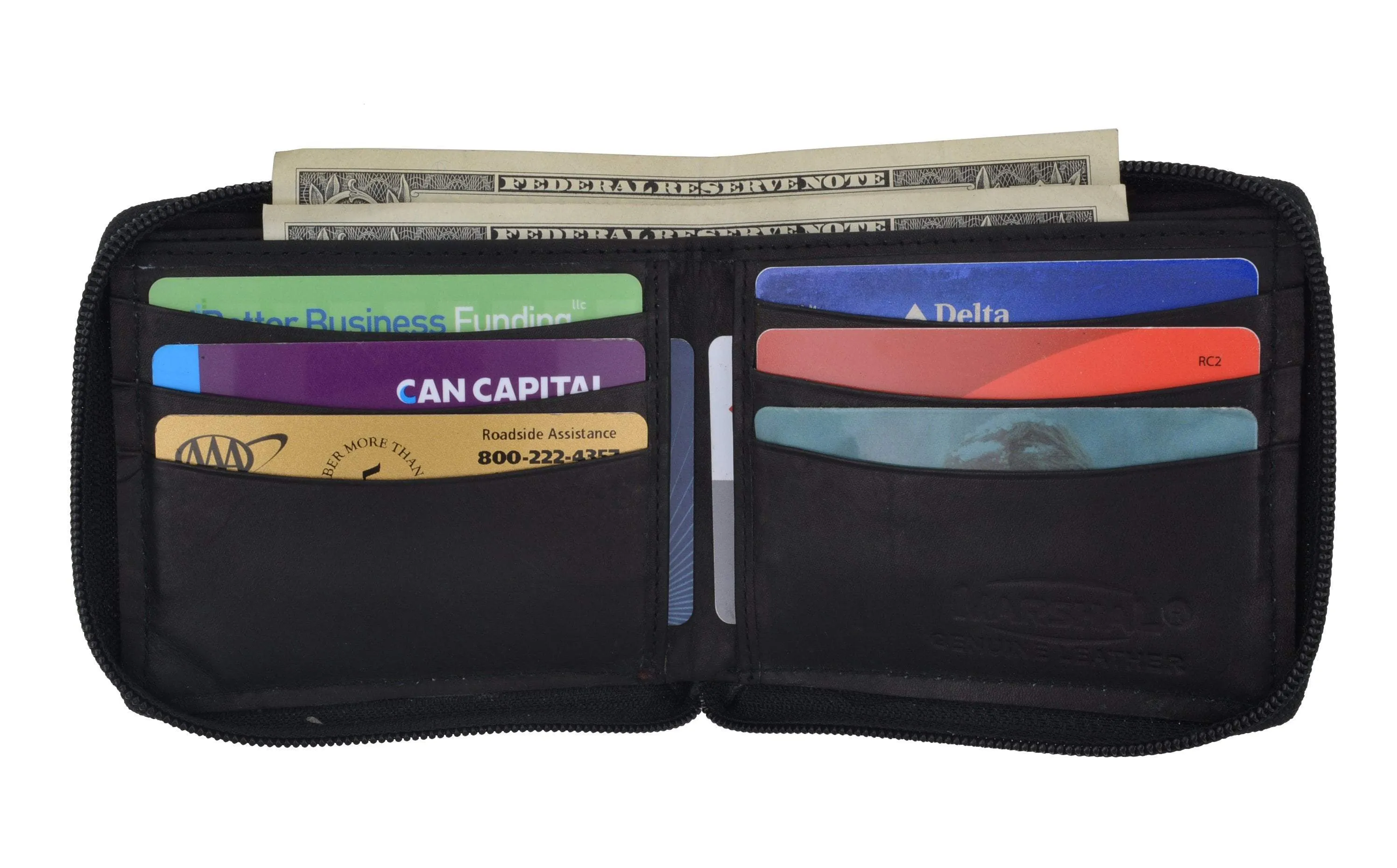 Mens Leather Wallet Pockets Money Purse Credit Card Clutch Bifold Zipper 1456 CF