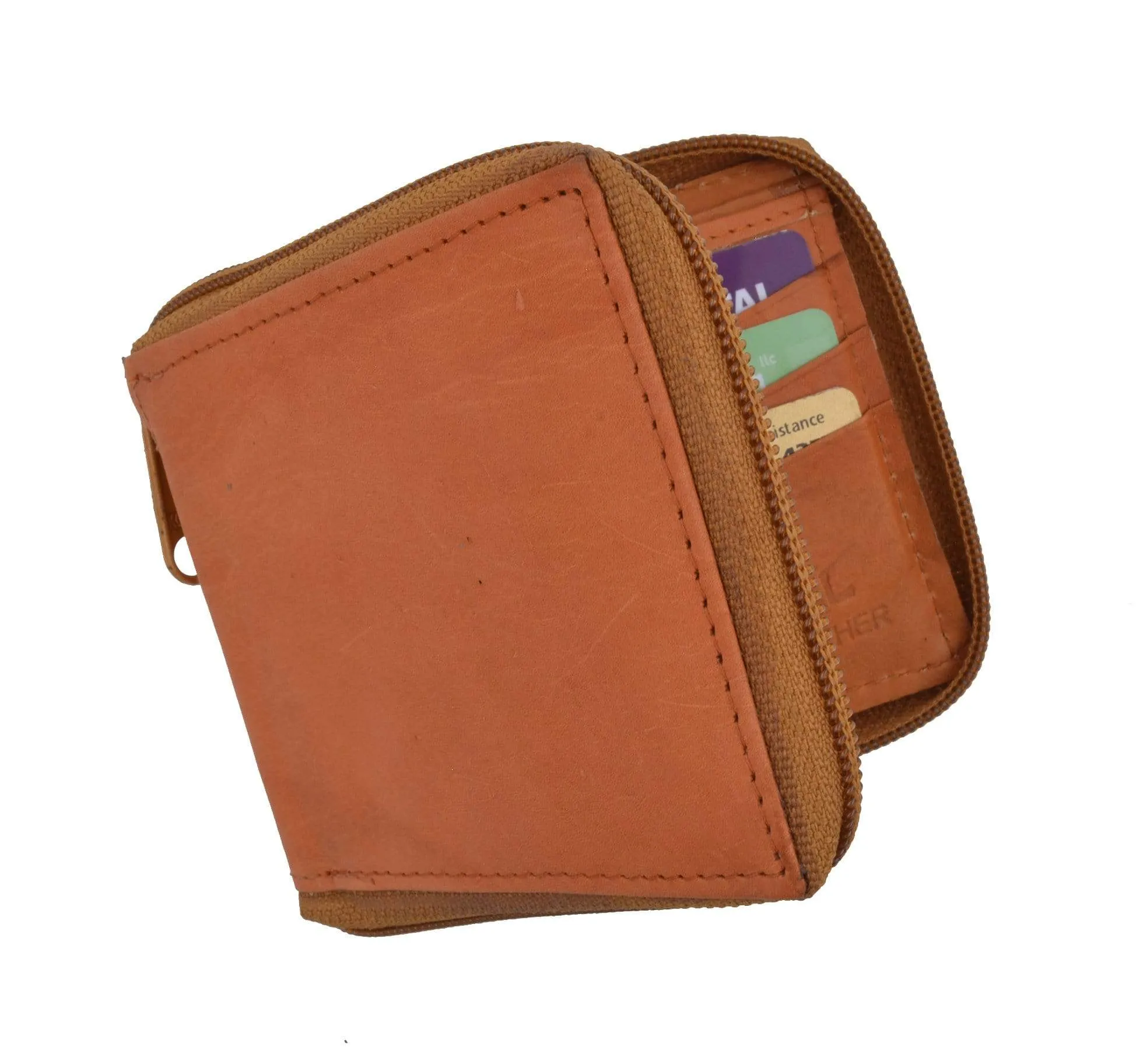 Mens Leather Wallet Pockets Money Purse Credit Card Clutch Bifold Zipper 1456 CF