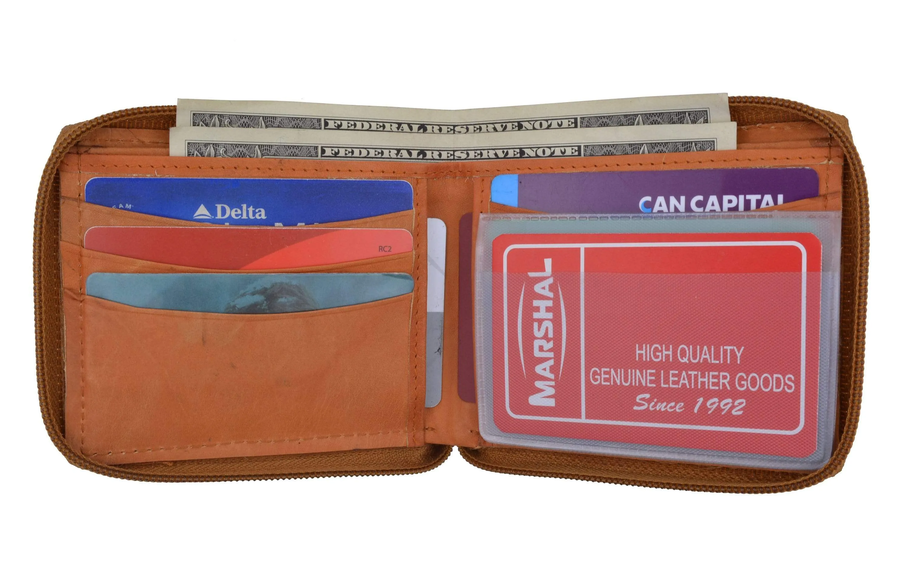 Mens Leather Wallet Pockets Money Purse Credit Card Clutch Bifold Zipper 1456 CF