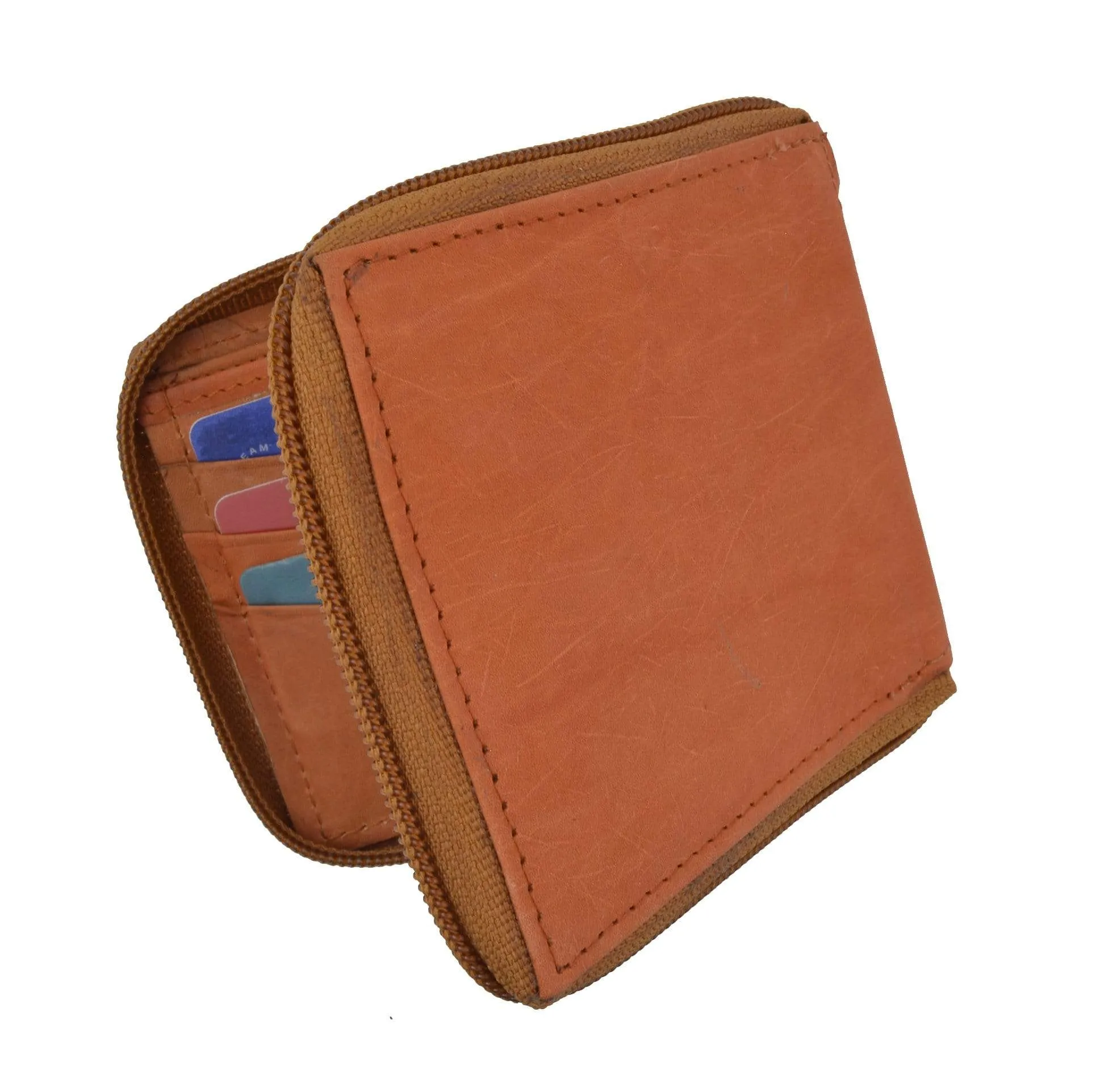 Mens Leather Wallet Pockets Money Purse Credit Card Clutch Bifold Zipper 1456 CF