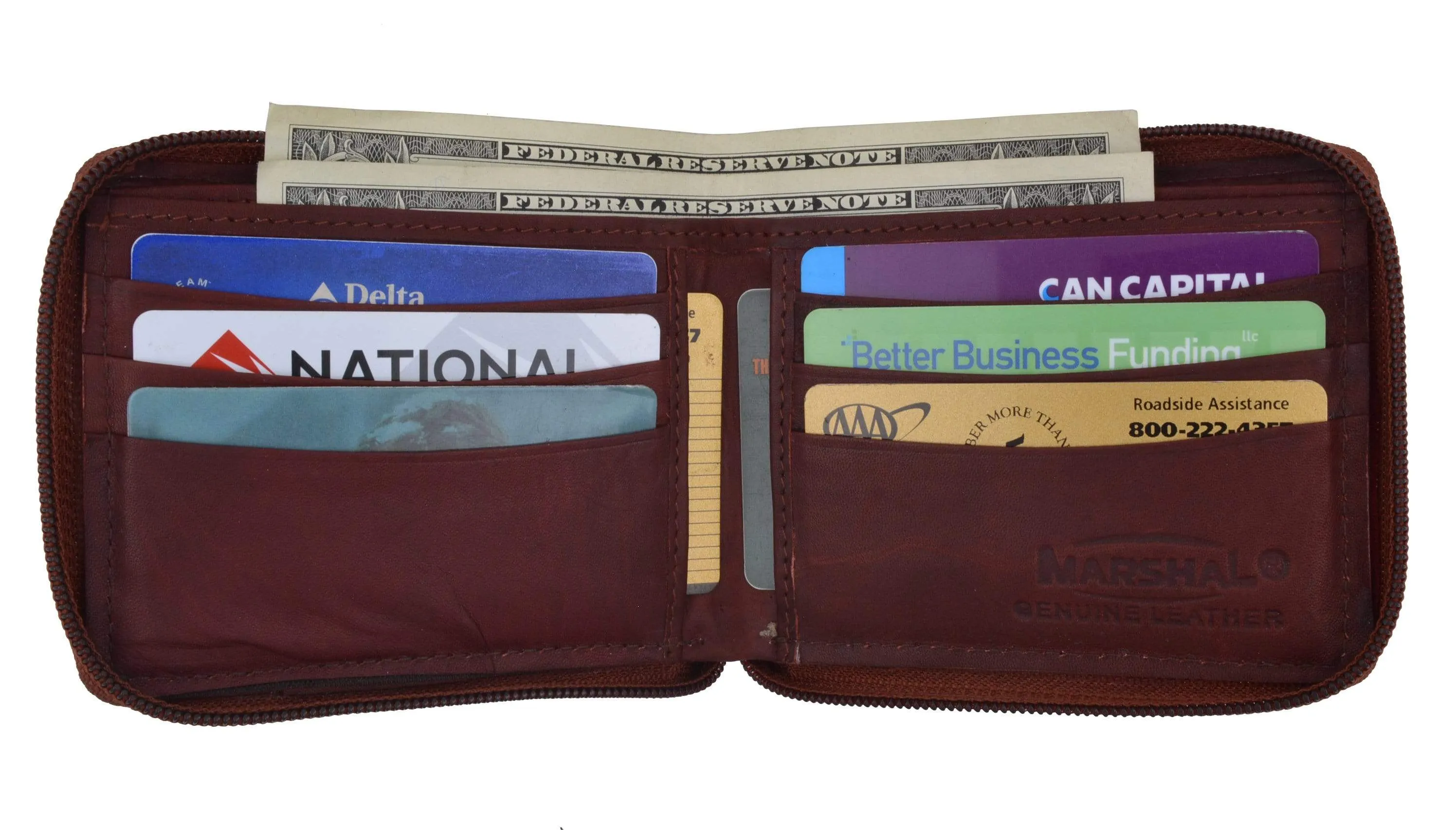 Mens Leather Wallet Pockets Money Purse Credit Card Clutch Bifold Zipper 1456 CF