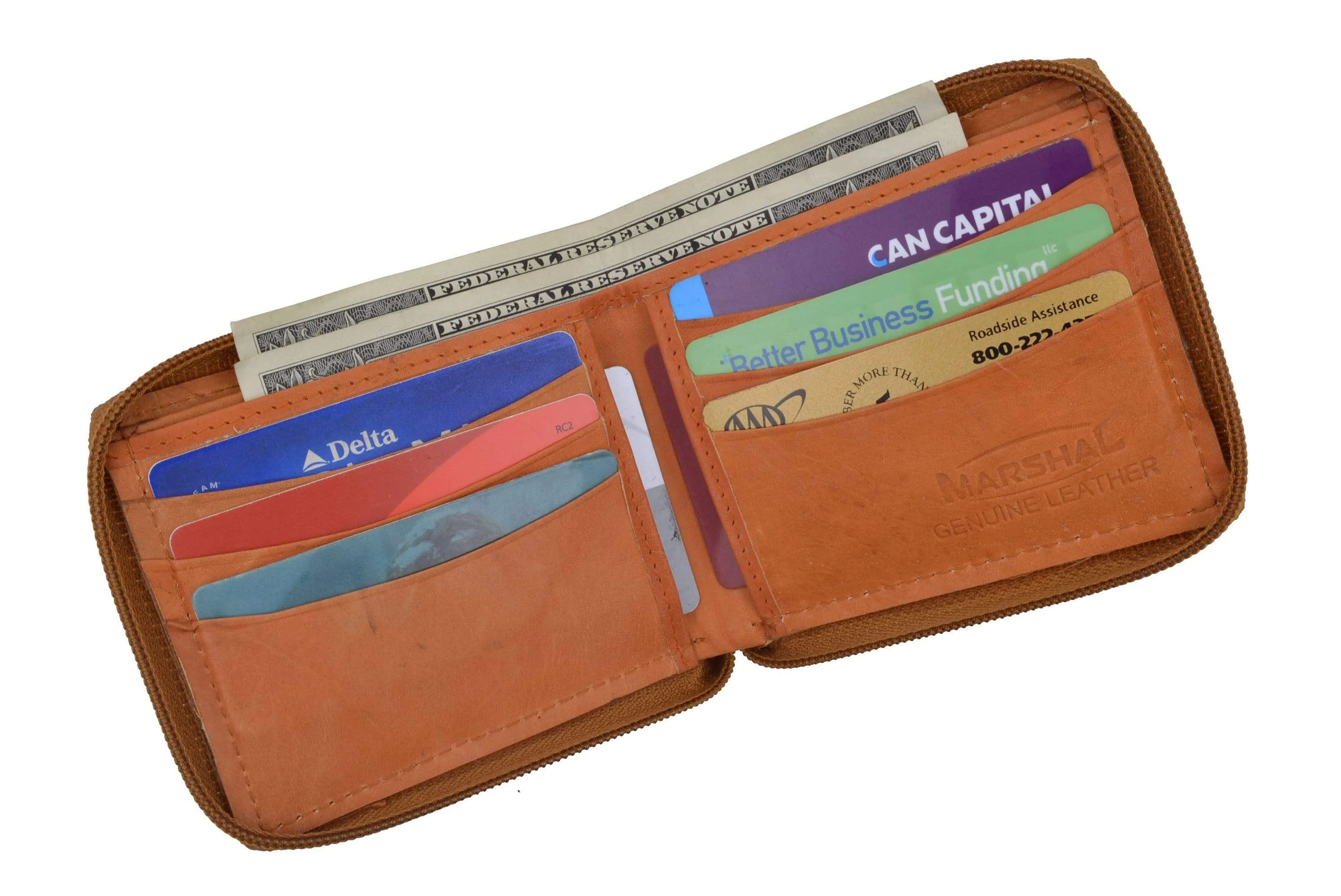 Mens Leather Wallet Pockets Money Purse Credit Card Clutch Bifold Zipper 1456 CF