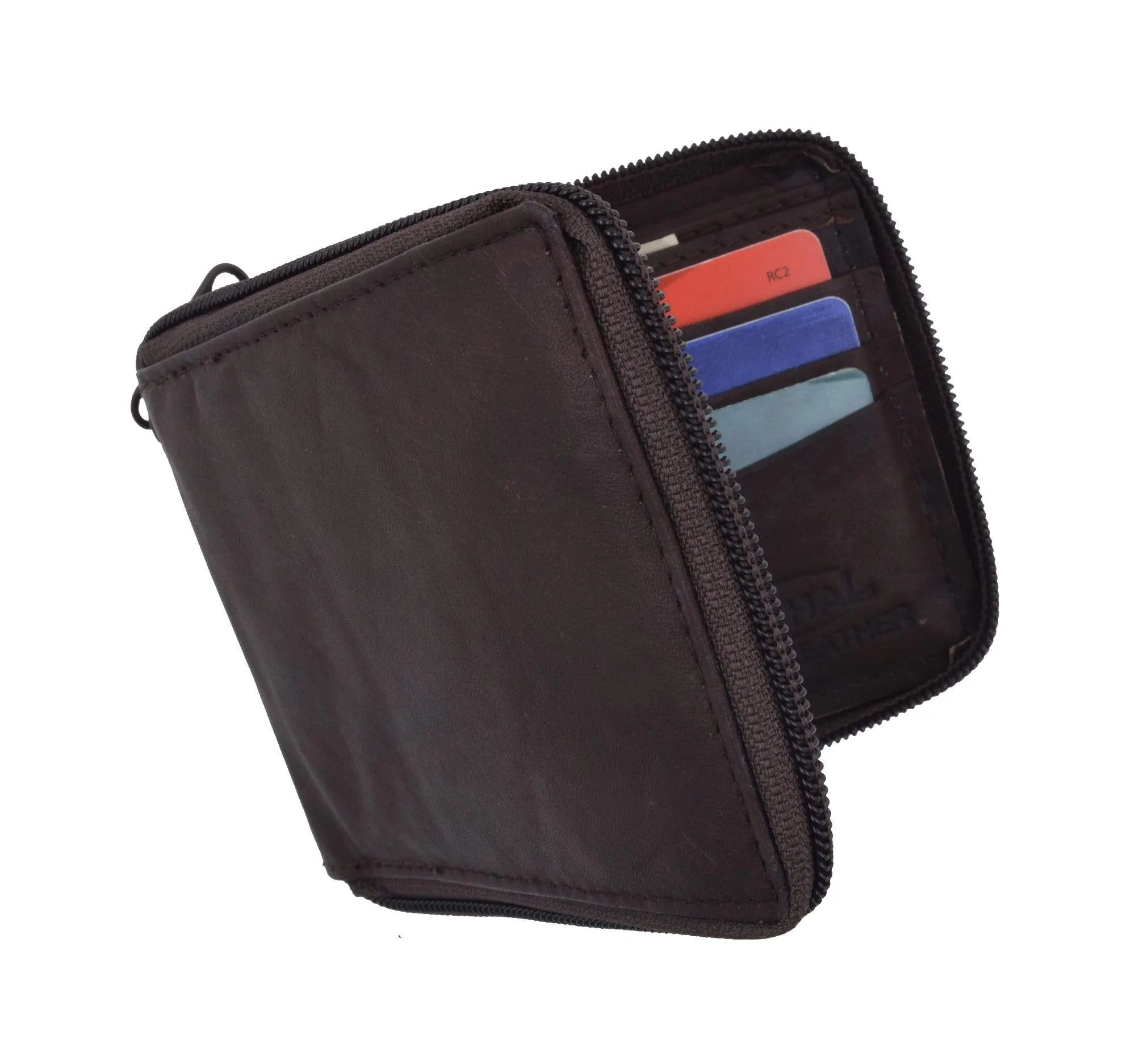 Mens Leather Wallet Pockets Money Purse Credit Card Clutch Bifold Zipper 1456 CF