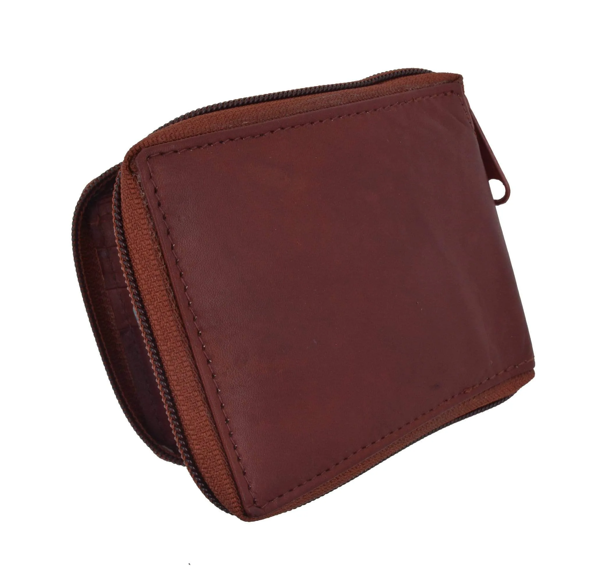 Mens Leather Wallet Pockets Money Purse Credit Card Clutch Bifold Zipper 1456 CF