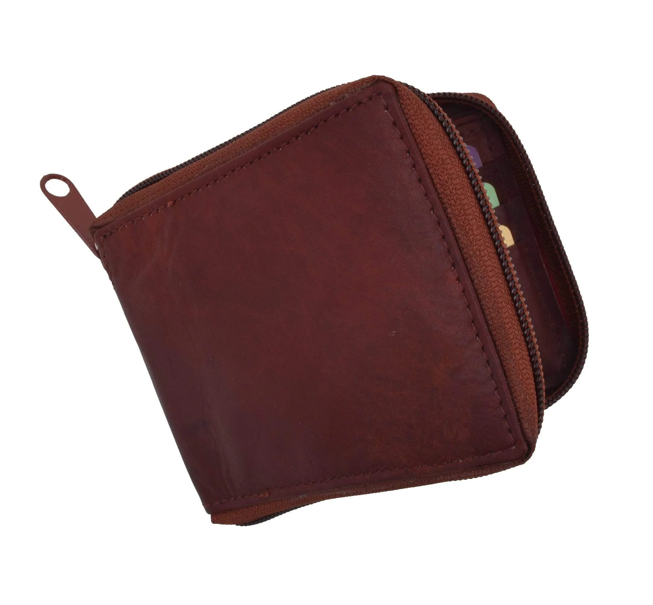 Mens Leather Wallet Pockets Money Purse Credit Card Clutch Bifold Zipper 1456 CF