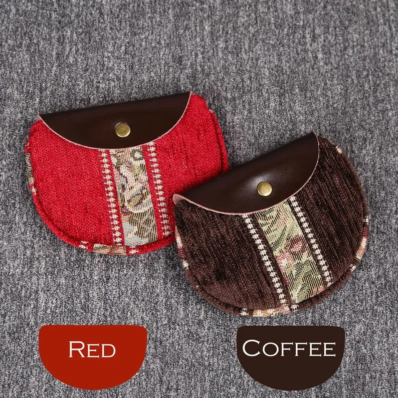 Minimalist Style Leather Carpet Coin Purse<br>Floral Stripes