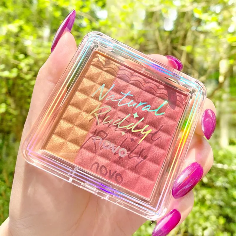 NOVO Vitality Light Feather Tricolor Gradient Blush Palette No Irritation Blusher Palette Waterproof Face Cheek Blush