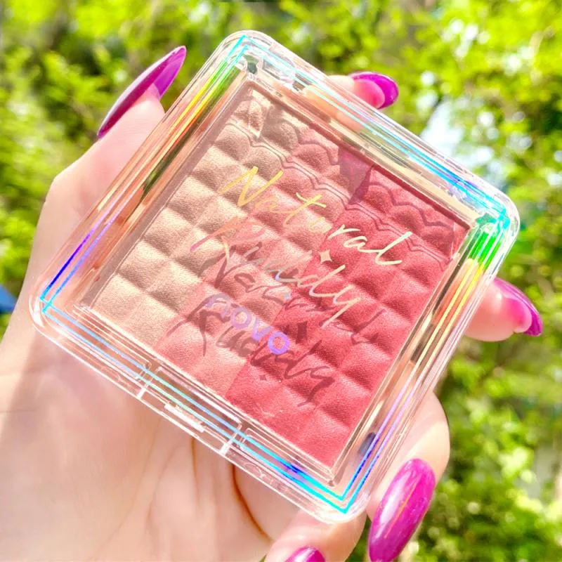 NOVO Vitality Light Feather Tricolor Gradient Blush Palette No Irritation Blusher Palette Waterproof Face Cheek Blush