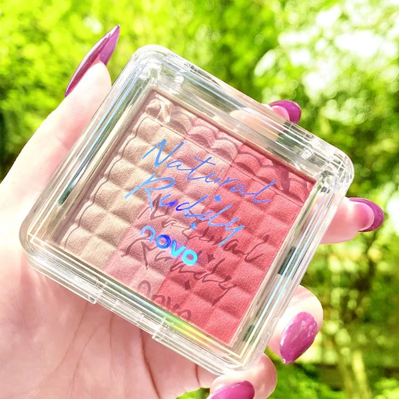 NOVO Vitality Light Feather Tricolor Gradient Blush Palette No Irritation Blusher Palette Waterproof Face Cheek Blush