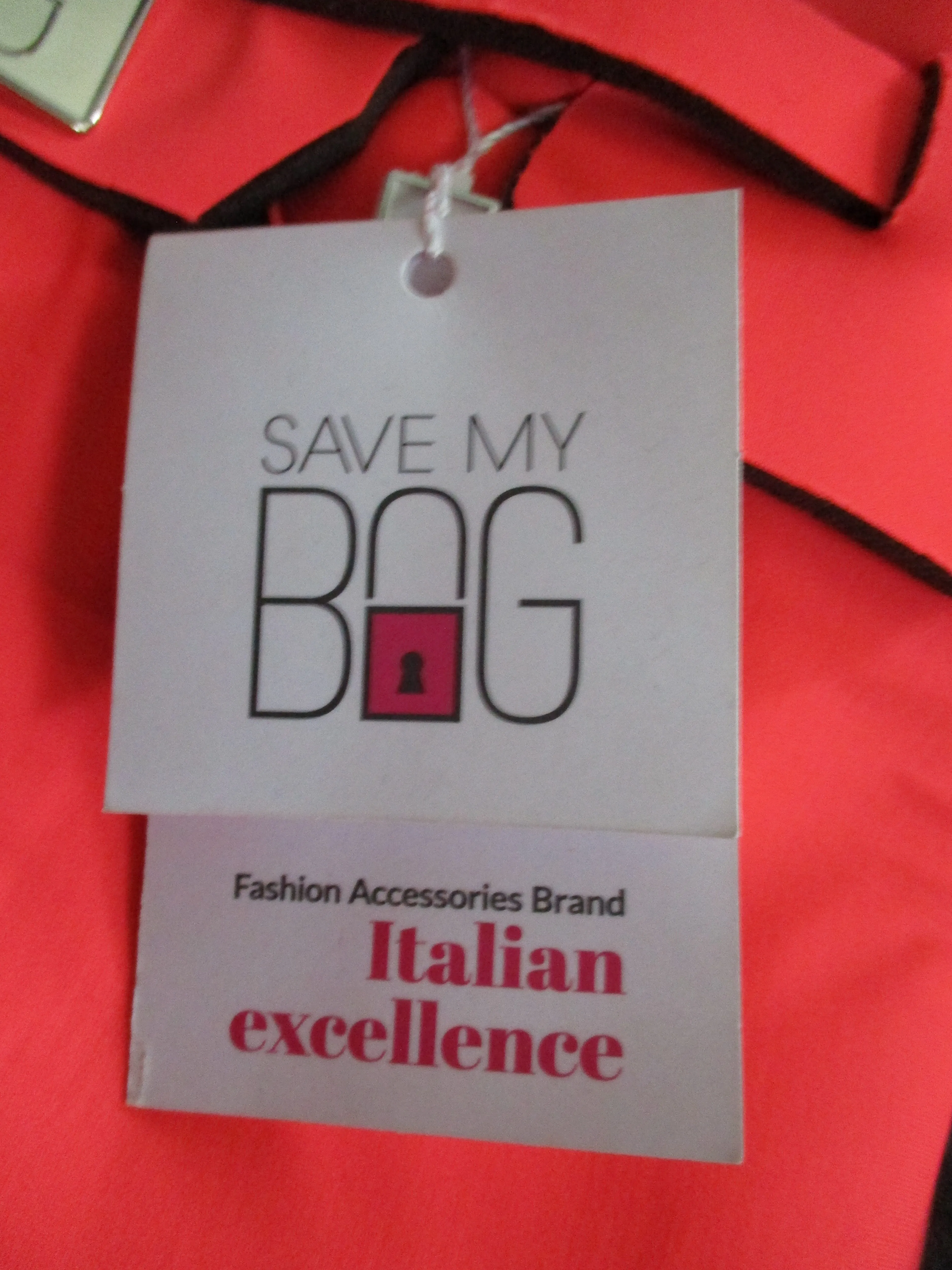 NWT NEW SAVE MY BAG ITALY CORAL PINK ORANGE Tote Bag Purse NEON