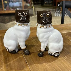 Pair of 19th c. Wide-Eye Staffordshire Pugs