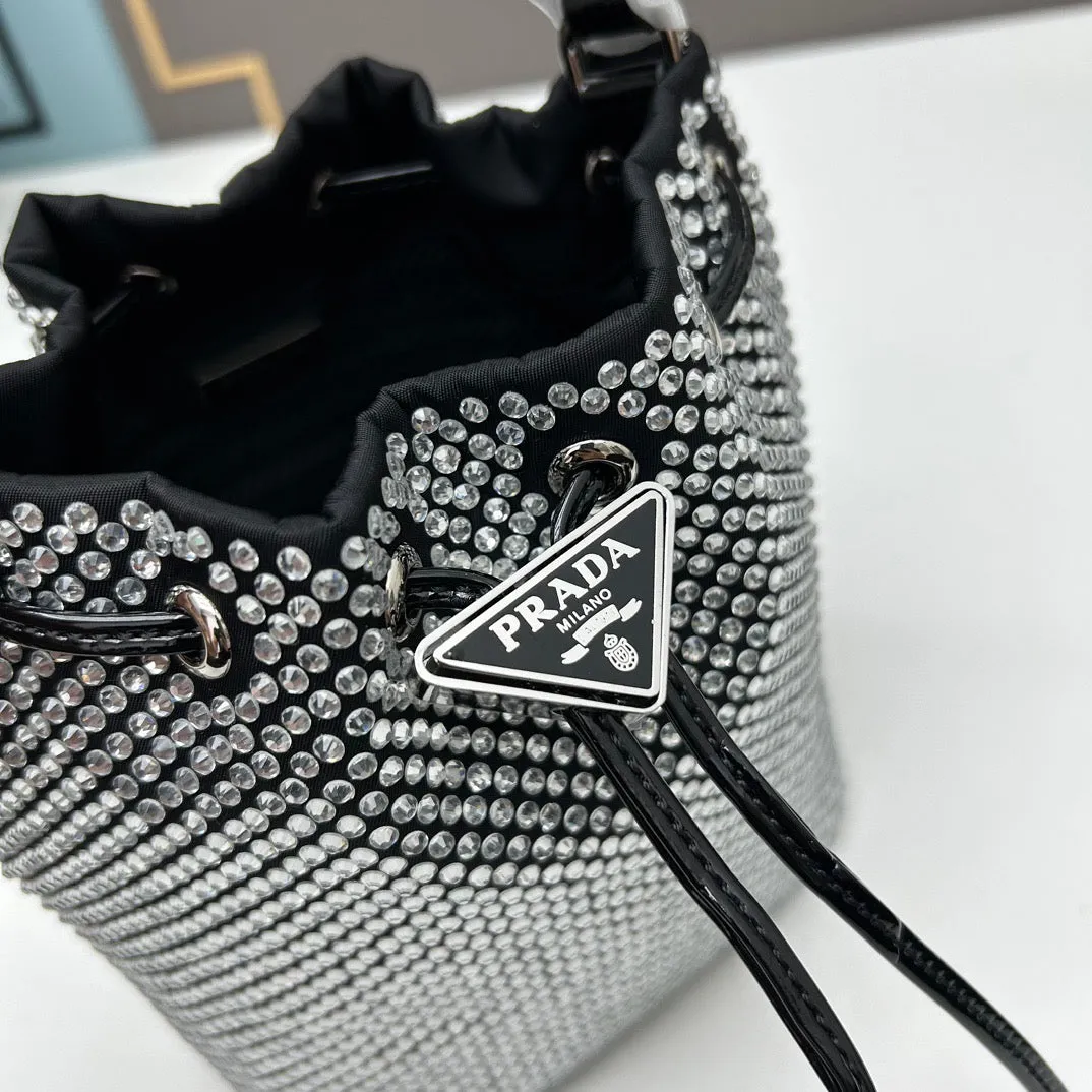 PD220 Satin Mini-bag with Crystals / 7.7x3.9x6.1inch
