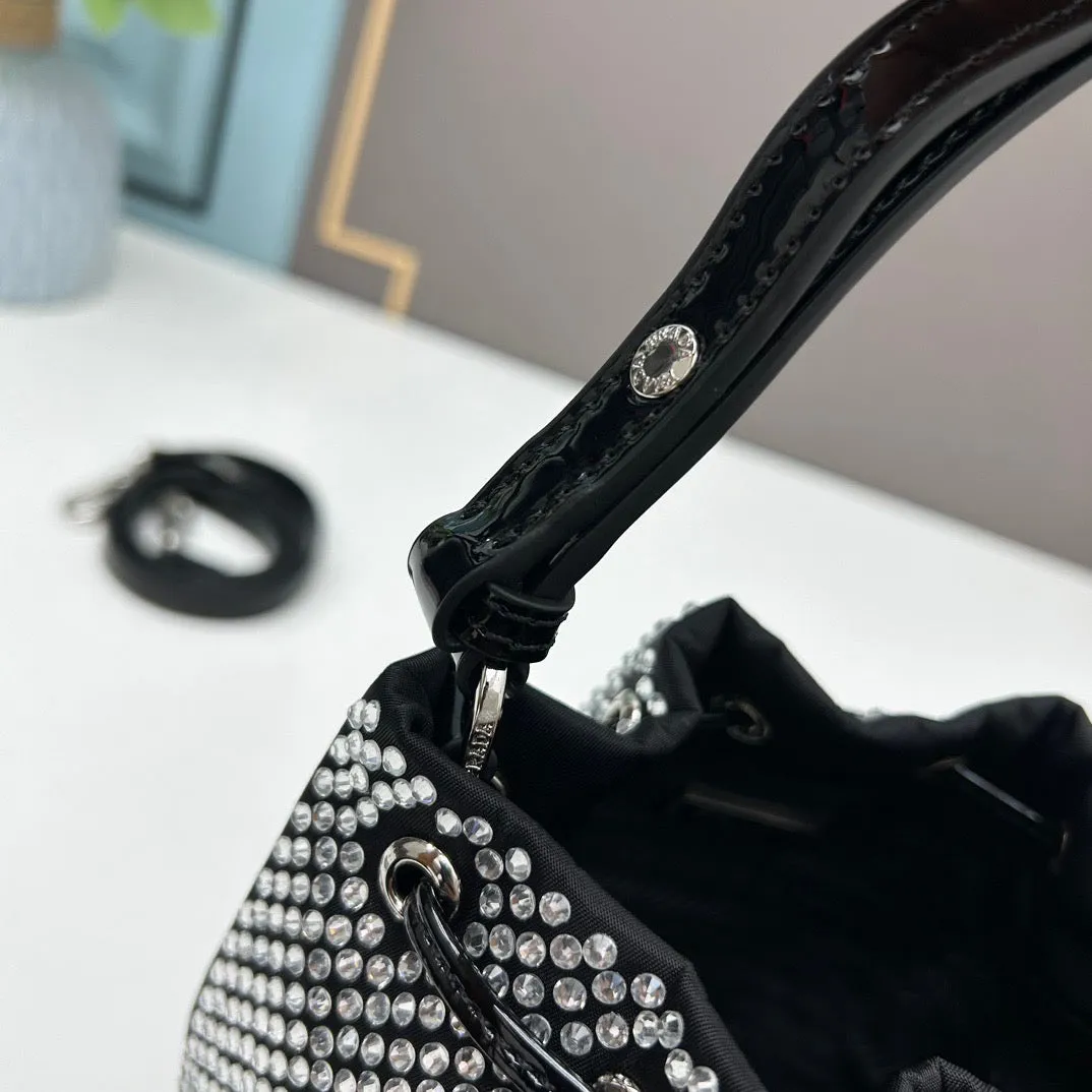 PD220 Satin Mini-bag with Crystals / 7.7x3.9x6.1inch
