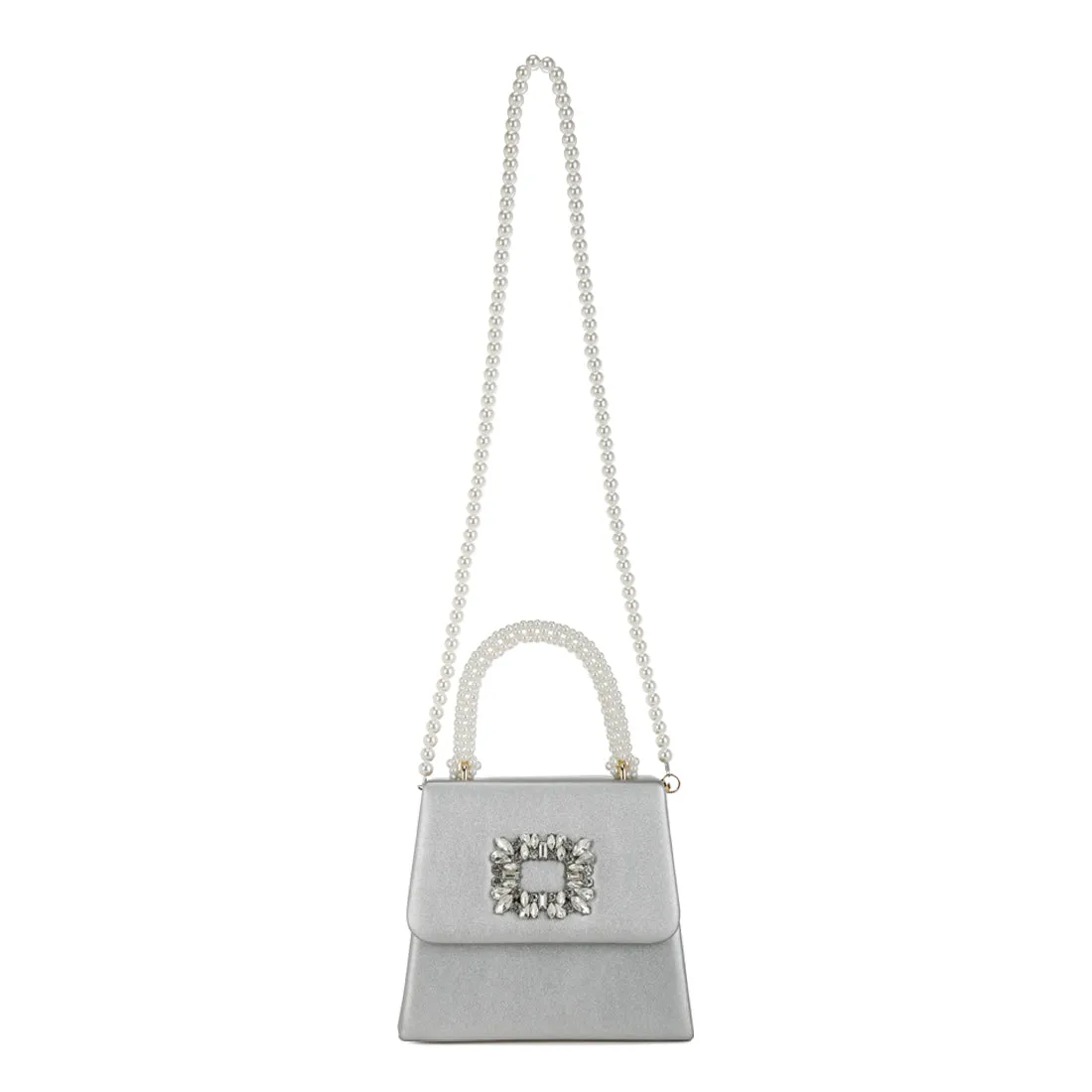 Pearl Top-Handle Diamante Brooch Bag