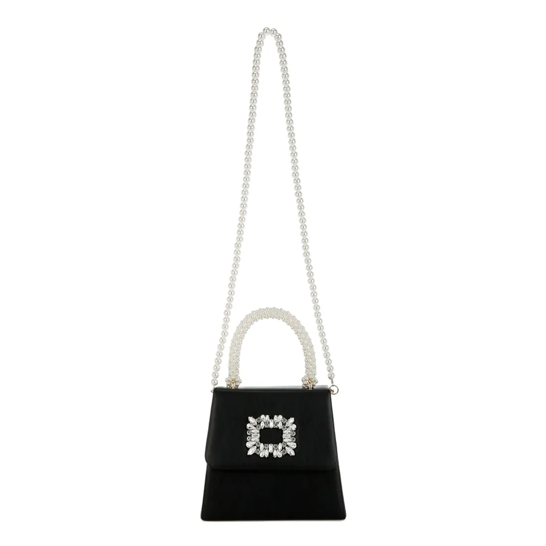 Pearl Top-Handle Diamante Brooch Bag