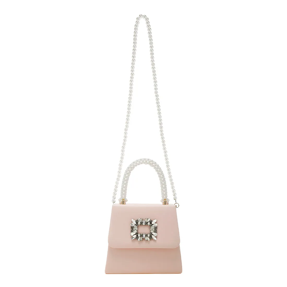 Pearl Top-Handle Diamante Brooch Bag