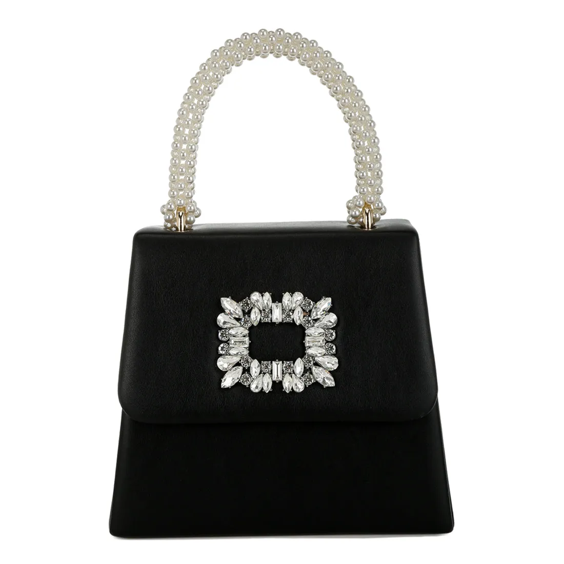 Pearl Top-Handle Diamante Brooch Bag