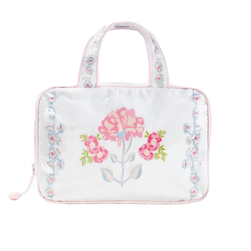 Peony Double Handle Cosmetic Bag in Pink