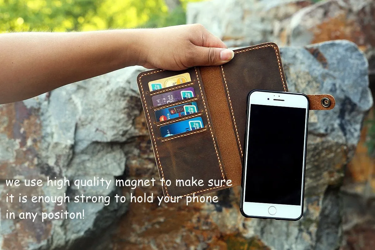 Personalized removable magnetic leather iPhone wallet for iPhone 15 14 13 Pro Max 8 plus X XR XS