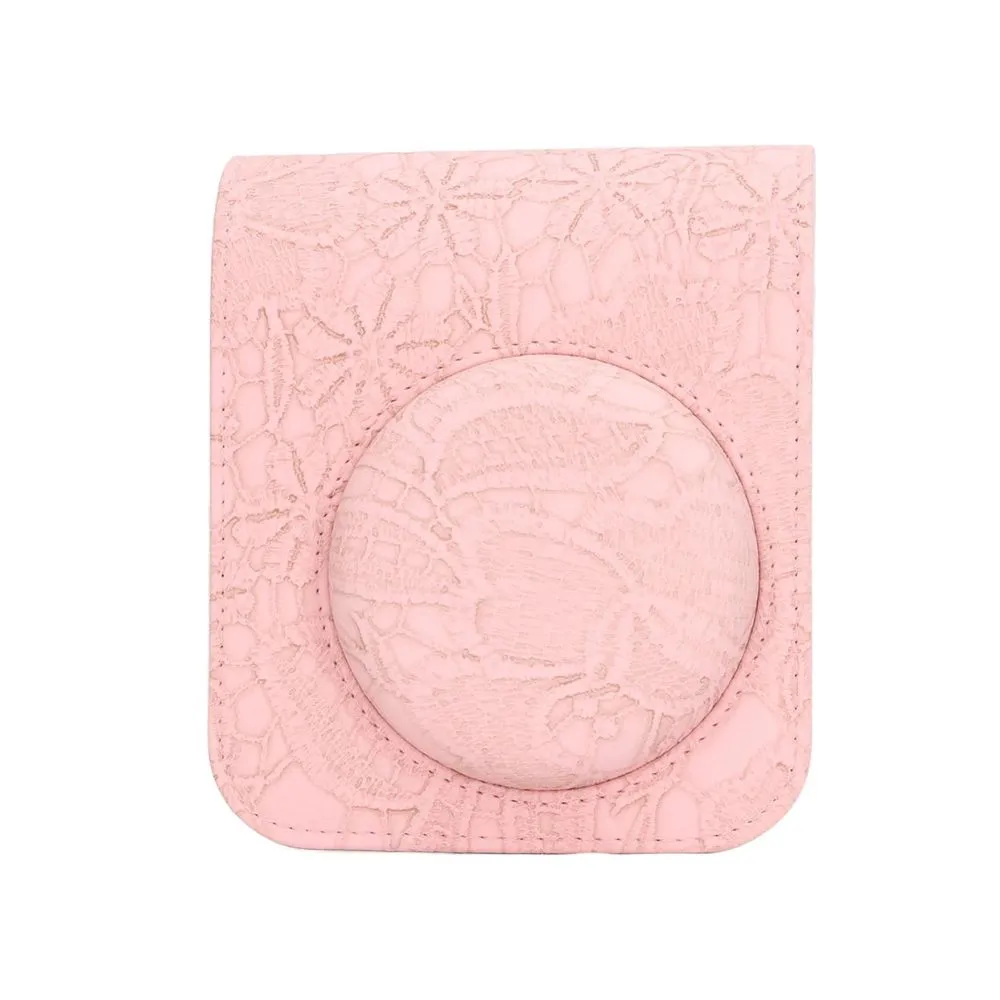 Pikxi BMS12 Carved Lace Style Fujifilm Instax Mini 12 PU Leather Protective Camera Case Bag with Shoulder Strap - Colors Available
