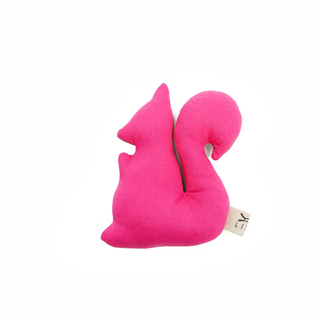 Pink Cecil Squeaky Squirrel Plush Dog Toy