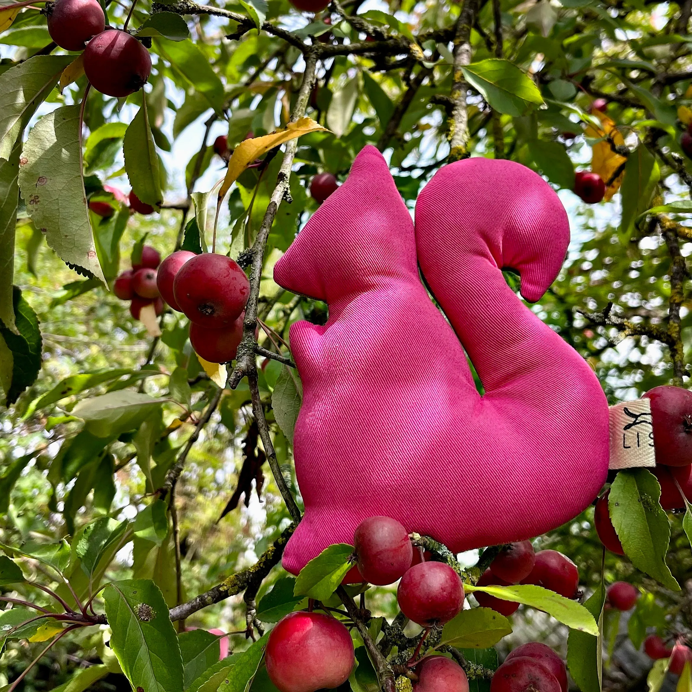 Pink Cecil Squeaky Squirrel Plush Dog Toy
