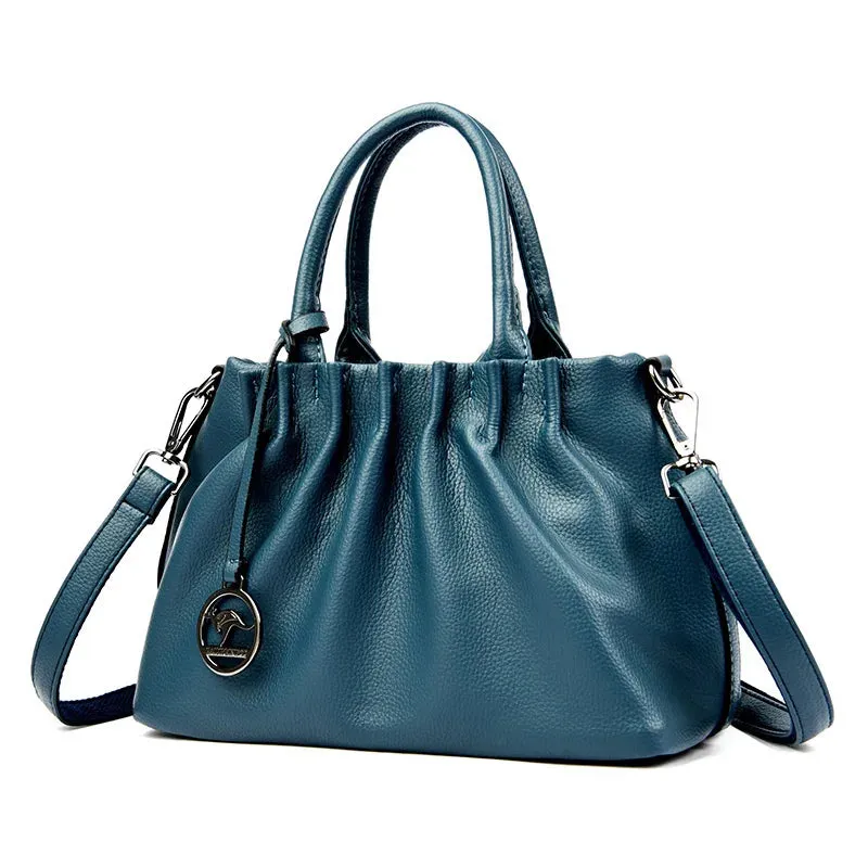 Pleated PU Leather Crossbody Bag
