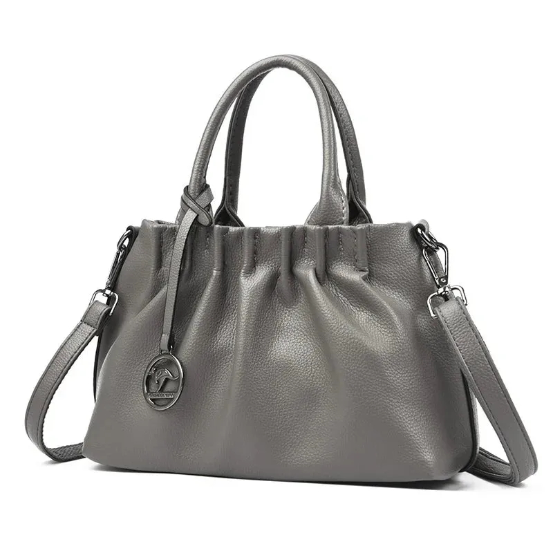 Pleated PU Leather Crossbody Bag