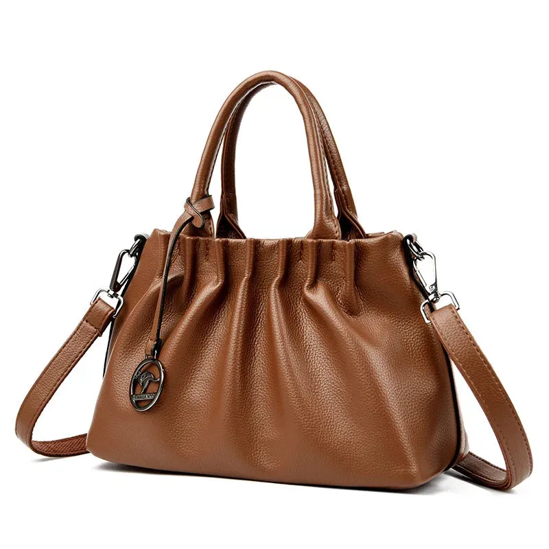 Pleated PU Leather Crossbody Bag