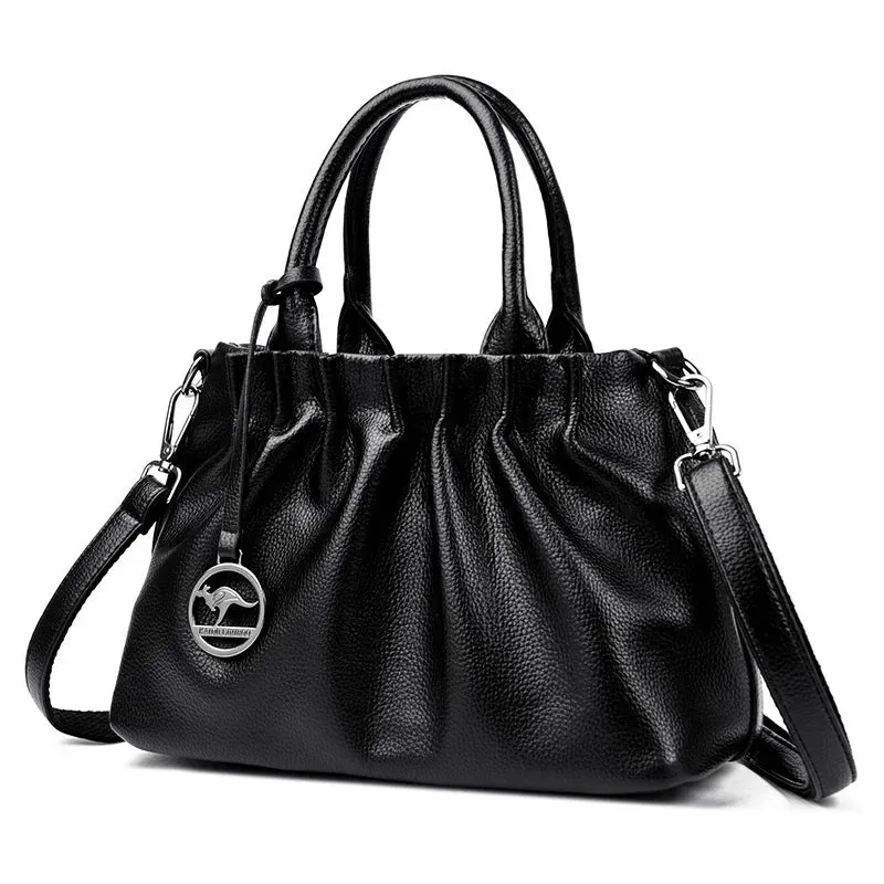 Pleated PU Leather Crossbody Bag