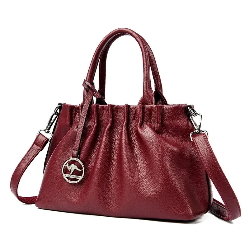 Pleated PU Leather Crossbody Bag