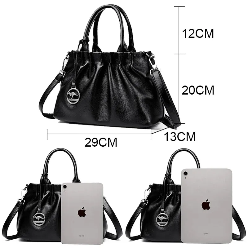 Pleated PU Leather Crossbody Bag