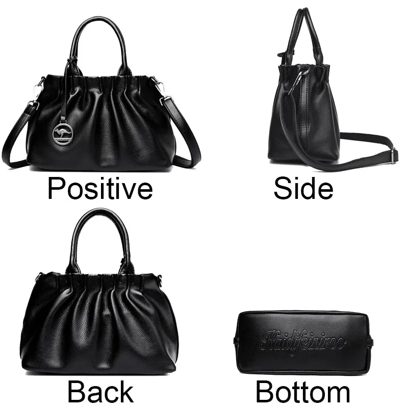 Pleated PU Leather Crossbody Bag