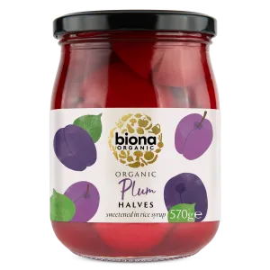 PLUM HALVES IN RICE SYRUP