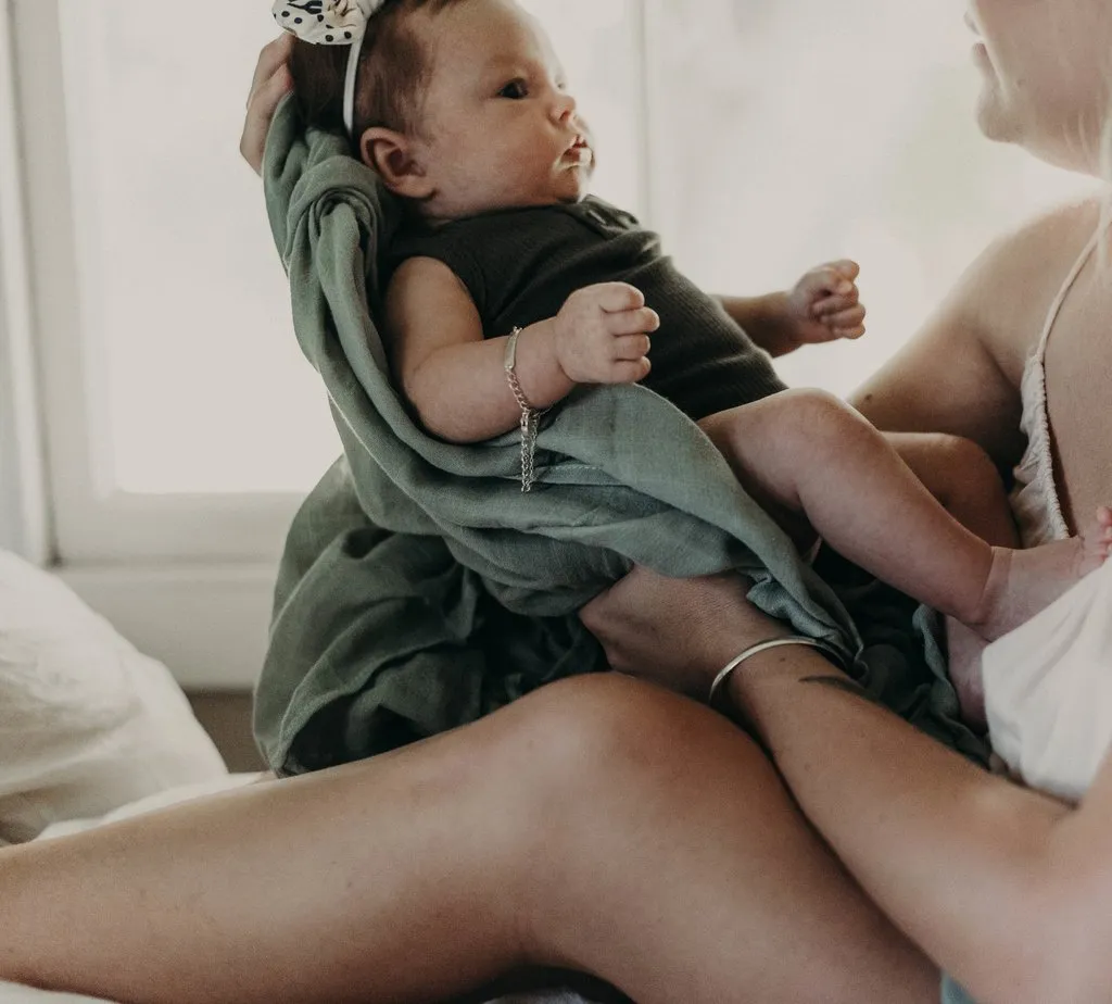 Pop Ya Tot - Muslin Swaddle - Soft Moss